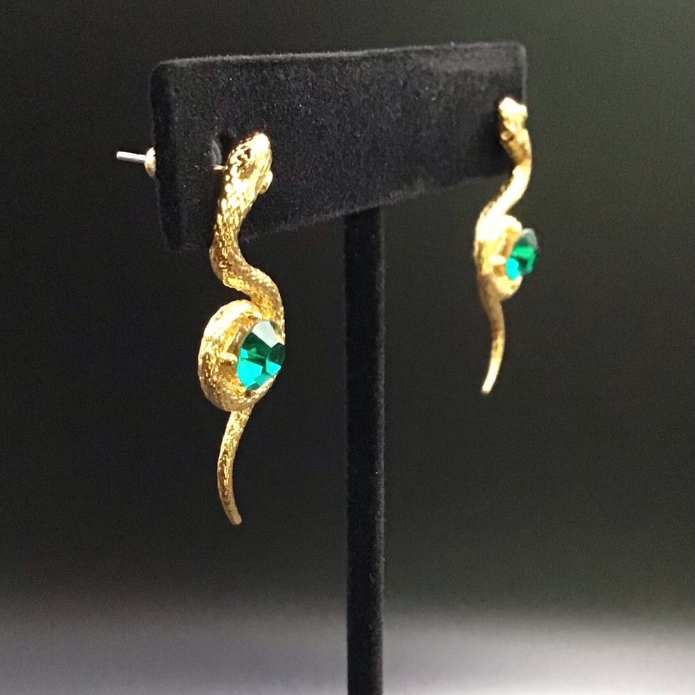 Snakes with Rhinestones Earrings - Picture 3 of 3